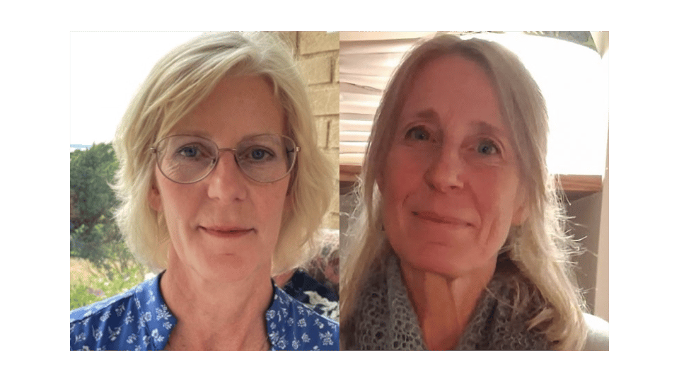 Image of two women from the Public Health Agency. The woman on the left has shoulder-length blonde hair and glasses, and the woman on the right has longer, darker hair.